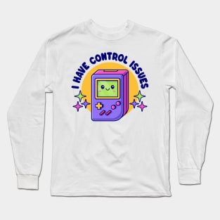 Cute Kawaii Video Game Console - Funny Control Issues Pun Long Sleeve T-Shirt